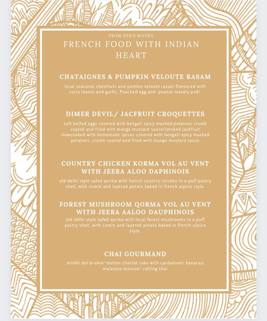 CEO and global summit, Paris, Menu: French food with an Indian heart