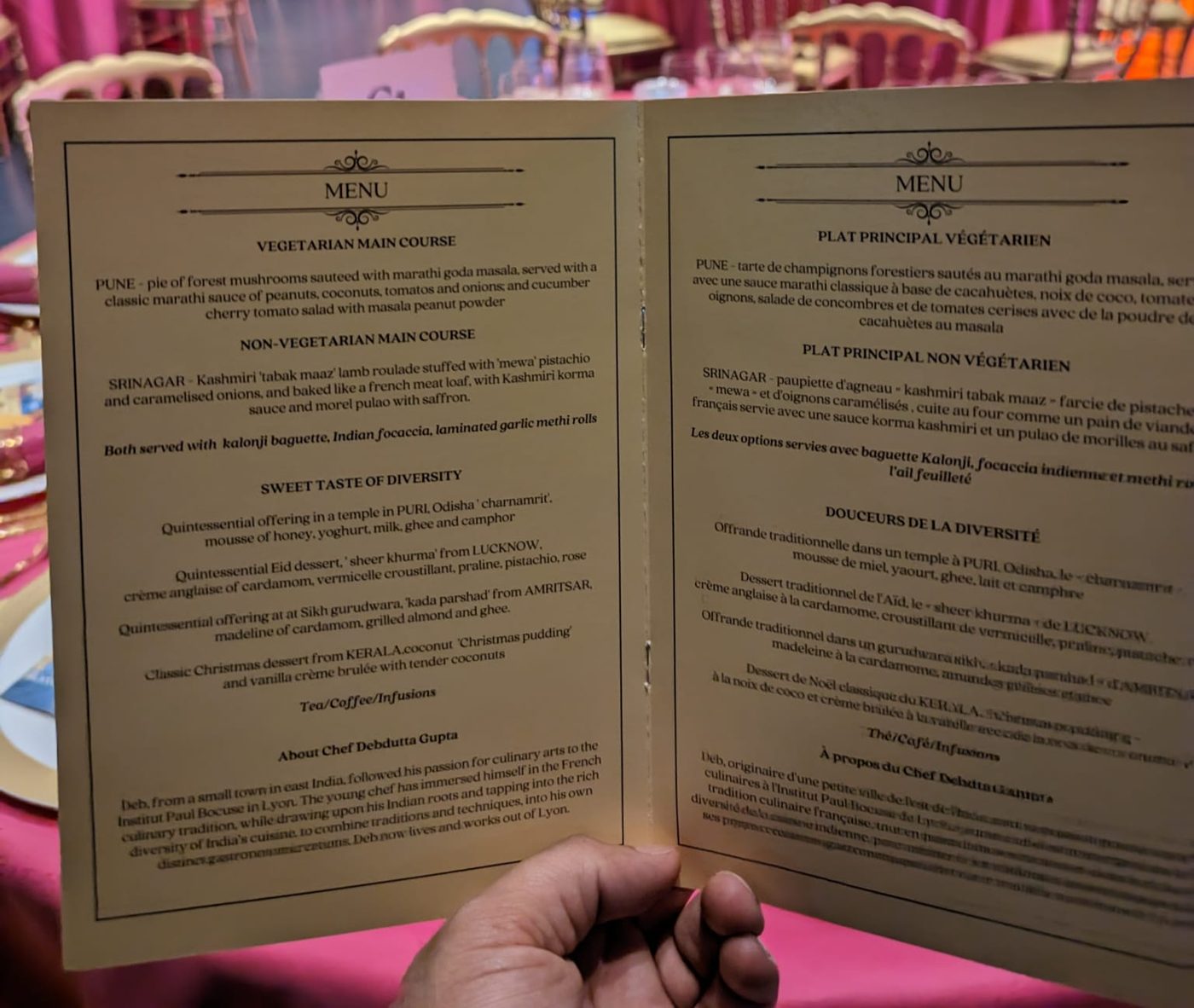 Namaste France, Menu curation, 2025